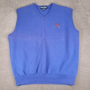 Polo‎ Golf Ralph Lauren Vest V-Neck Sleeveless Golfing Logo Blue L